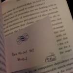 photo5 "Data Mining the Archive" - left inside The Futurism of the Instant by Paul Virilio shelved in the Philosophy section @ Barnes and Noble (10000 Research Blvd #158 78759)
